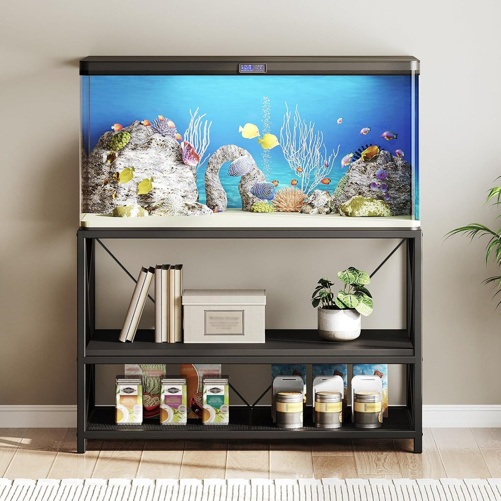 55-75 Gallon Fish Tank Stand with 3-Tier Storage Shelf, Metal Aquarium Stand for Reptile Terrarium Turtle and Breeder