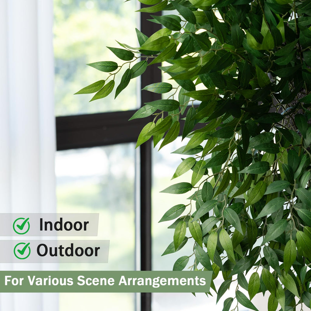 36pcs Italian Ruscus Artificial Greenery Stems Silk Green Leaves 20in Fake Spray Plants Stem Garland Greenery