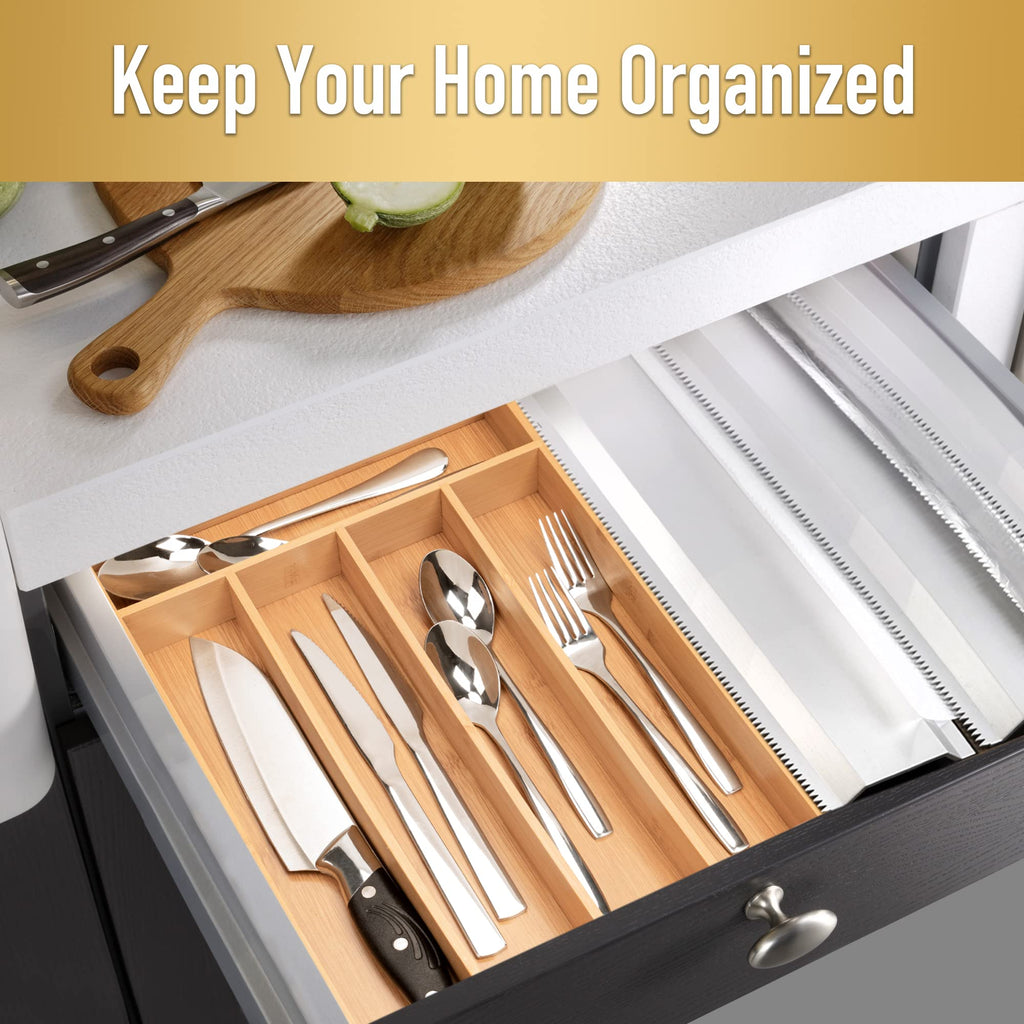 Silverware Organizer Kitchen Drawer Organizer Utensil Organizer Bamboo Silverware Holder Cutlery Organizer in Drawer