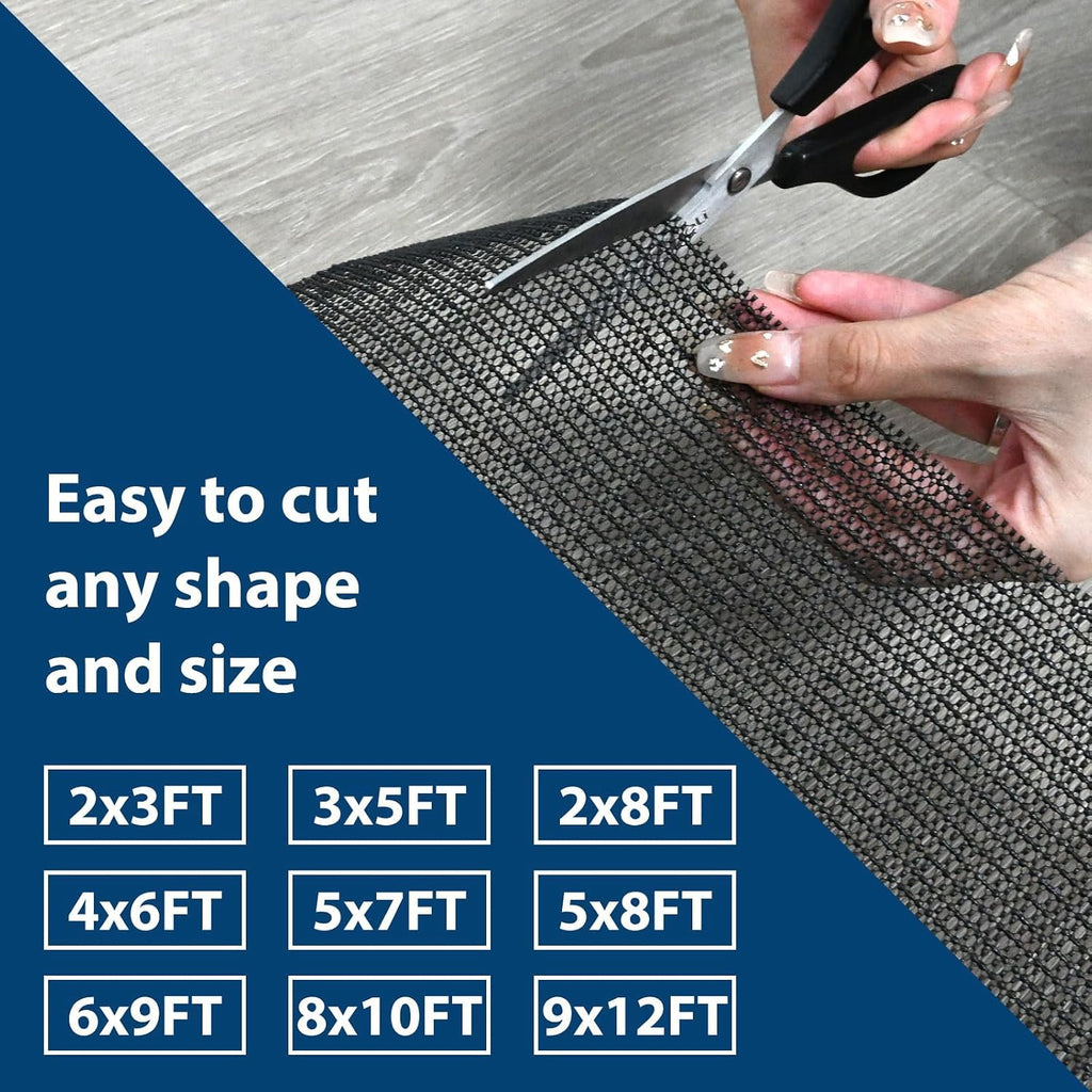 Non Slip Rug Pads for Hardwood Floors, 2x10 Rug Pad Gripper for Area Rugs, Under Carpet Anti Skid Mat, Black, Keep - Set of 20