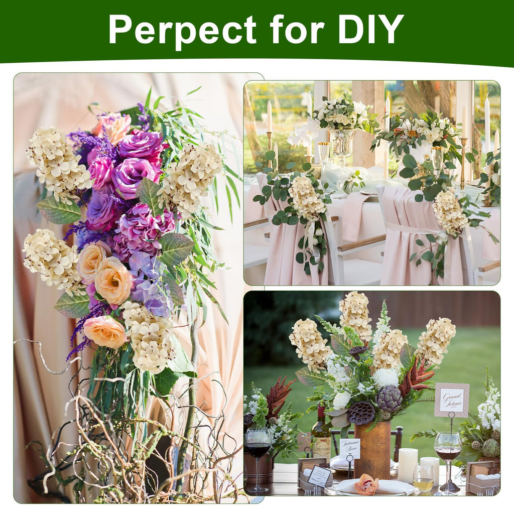 8 Pcs Cream Artificial, 24'' Fall Silk Fake with Stems, Faux White for Vase Centerpieces DIY Home Indoor and Outdoor