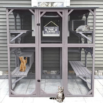Large Catio Outdoor Cat Enclosure, 5-Tier Cat Playpen with Window Access, Extra Large, Grey