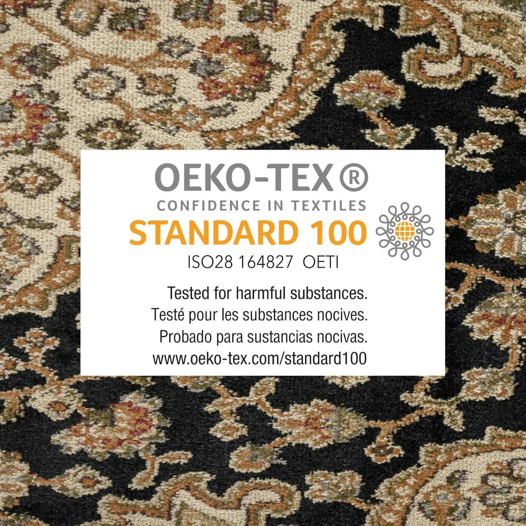 Dynamix Royalty Medallion Traditional Area Rug, Black/Ivory, 7'8"x10'4"