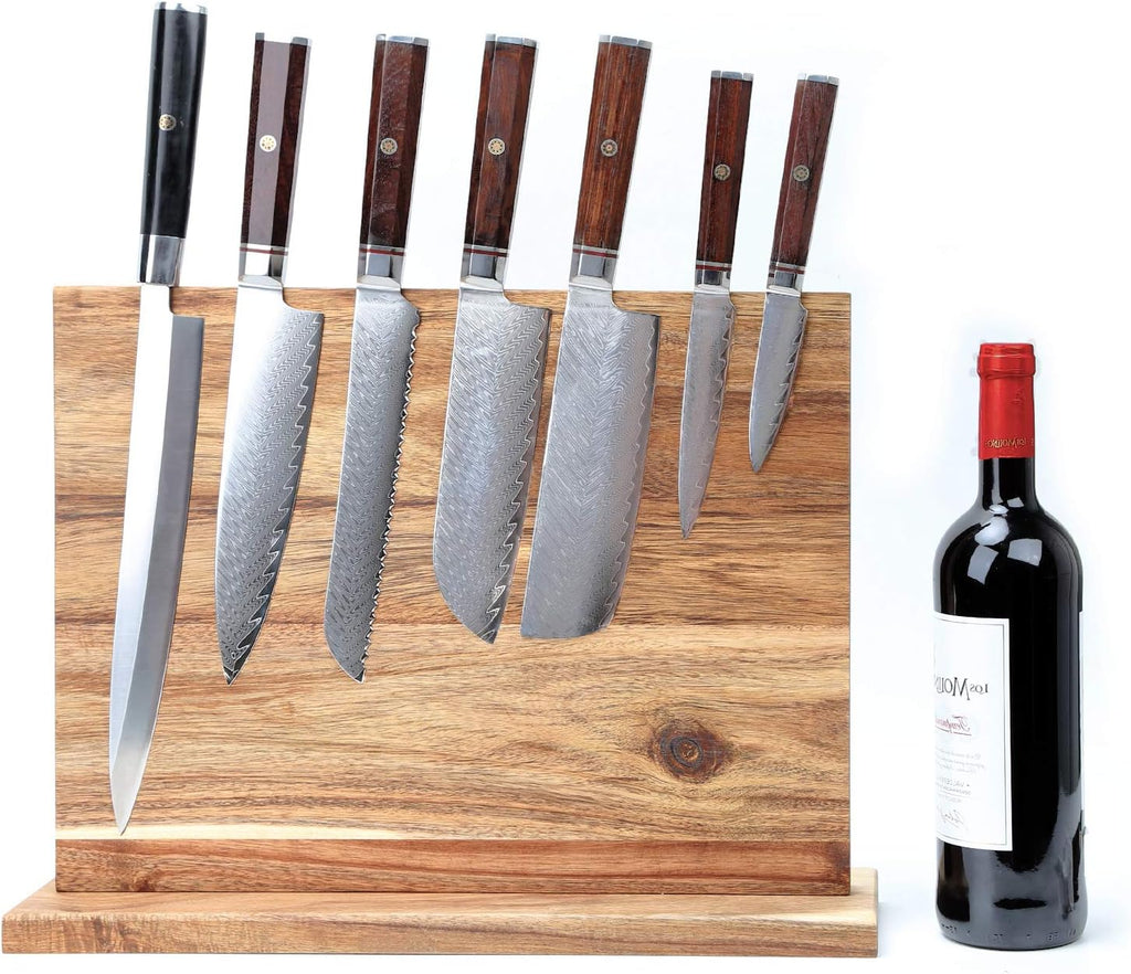 Large Magnetic Knife Holder,Acacia Wooden Magnetic Knife Block 16 X 12 Inches,Rack Magnetic Universal Stands with