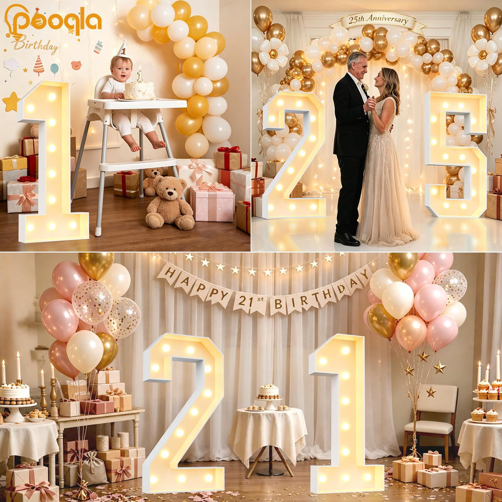 4FT Marquee Numbers, Large Light Up Number 17th Birthday Party Decor