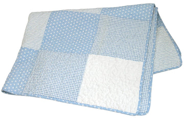 Heirloom-Quality Pieced Crib Quilt, Blue and White Vintage Dot