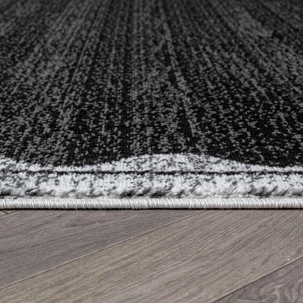 Modern Border Minimal Area Rug Black