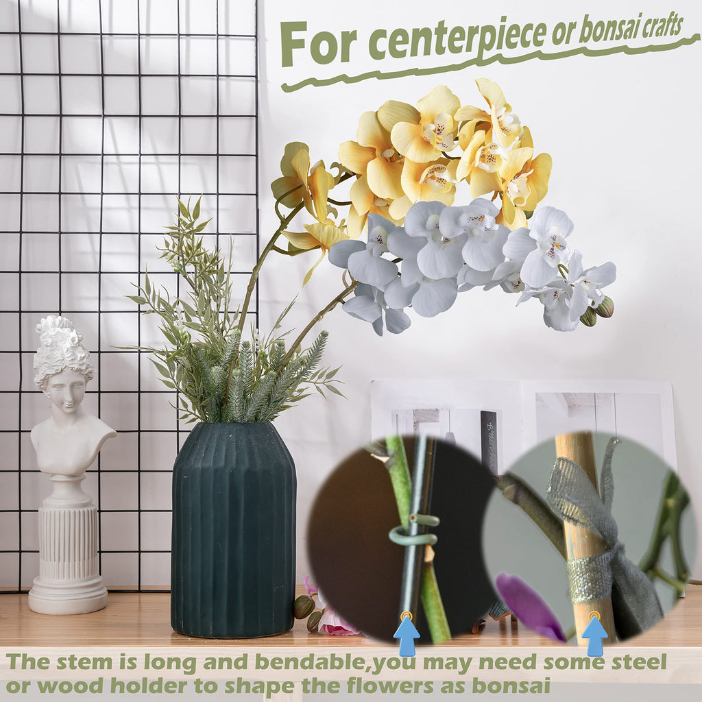Tropical Artificial Flower 4pcs 28" Long Stem Butterfly Orchid Big Size Lifelike Phalaenopsis Real Touch Moth Orchid