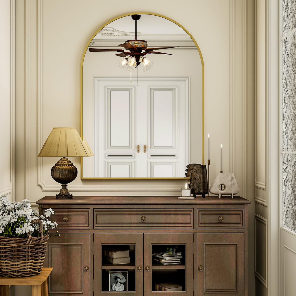 Arch Bathroom Mirror, 24x36 Inch - Wall Mounted Vanity Mirror with Aluminum Alloy Frame - Ideal, and Entryway