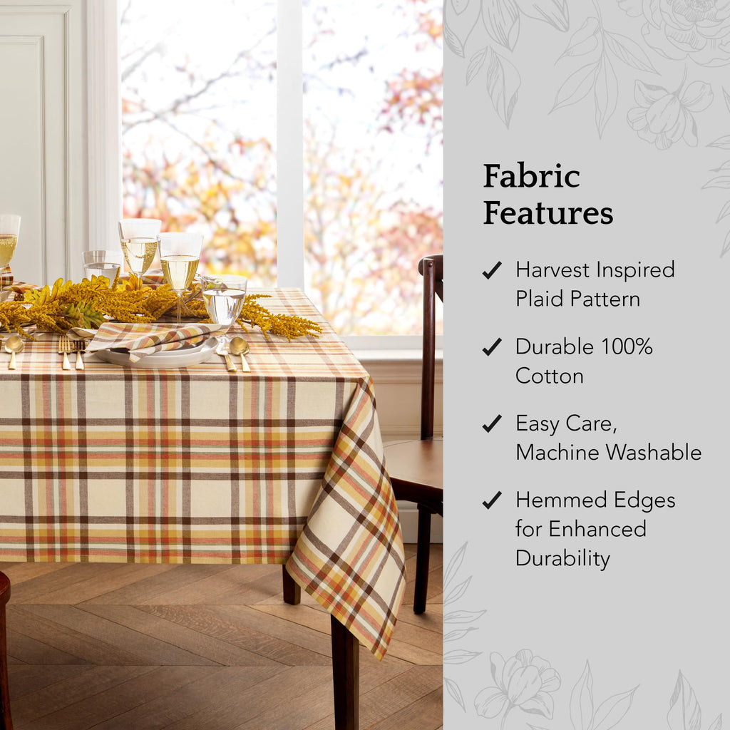 Russet Harvest Woven Plaid Tablecloth, Multicolor - 60"W x 84"L