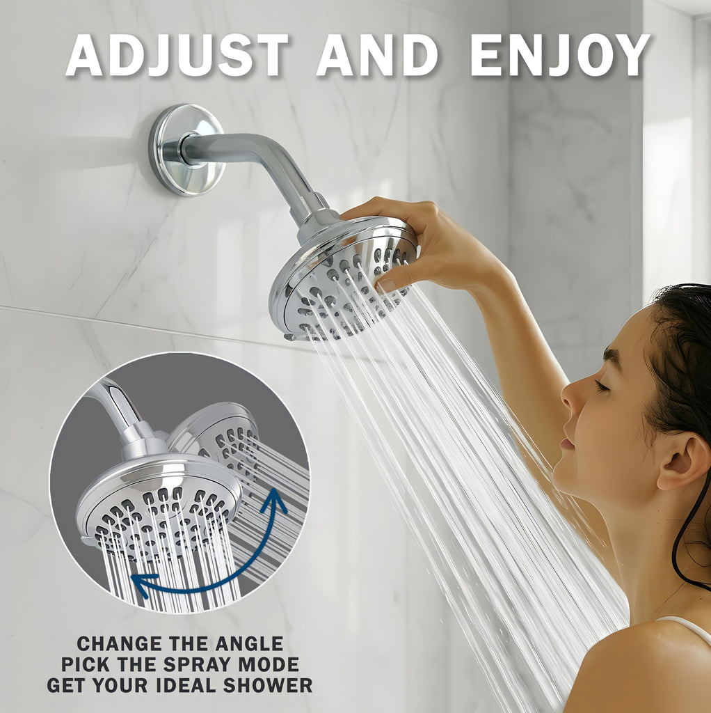 6 Function Luxury Shower Head - 1.8 GPM - Polished Chrome