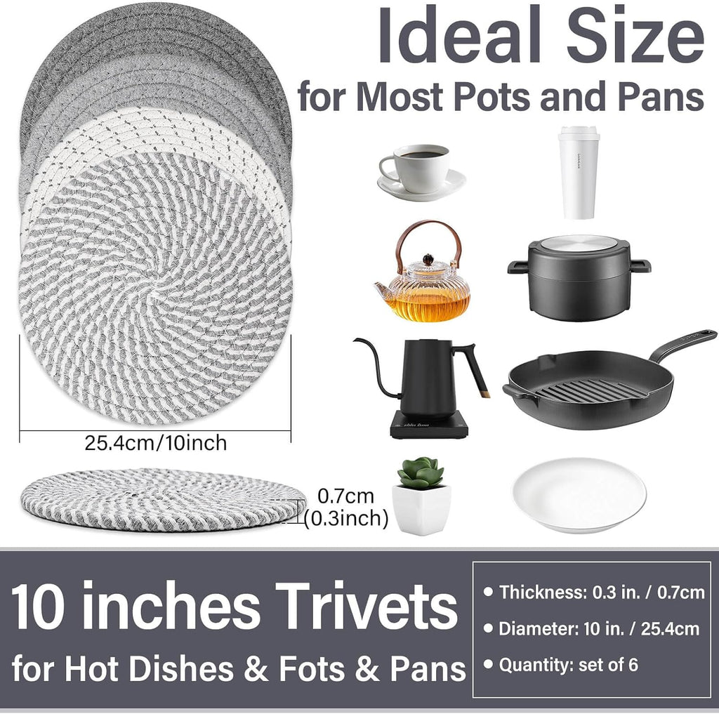 10" Trivets for Hot Dishes, Hot pots and Pans, Heat Resistant Pot Holders, Hot Pads for Countertops - Set of 4