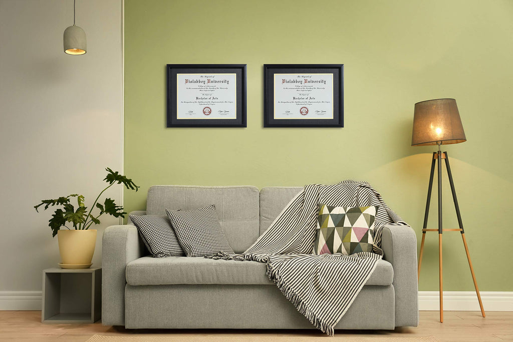 8.5 x 11 Diploma Frame Black 2 Pack Degree Document Wall Tabletop
