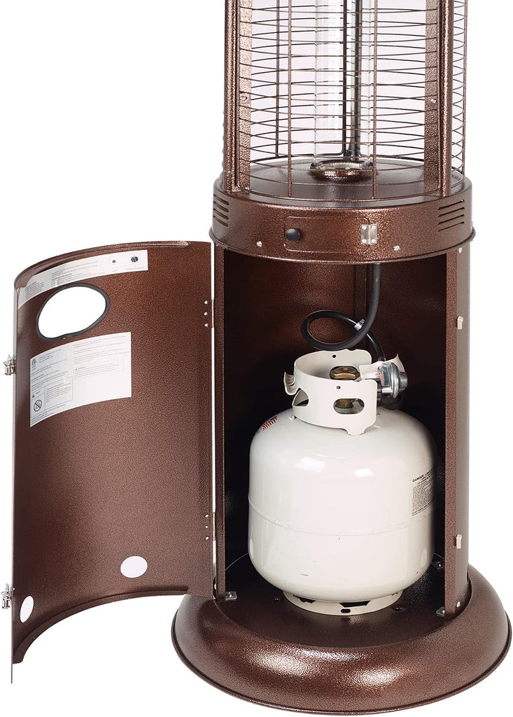 BromoHeat Floor-Standing Outdoor Patio Heater, 41,000BTUs Gas Cylinder, Stainless Steel with Bronze Finish, Requires