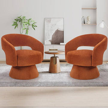 Swivel Barrel Chair Set of 2, Swivel Accent Chair with Thickened Soft Cushion, Modern Chair with Velvet, Comfy Round