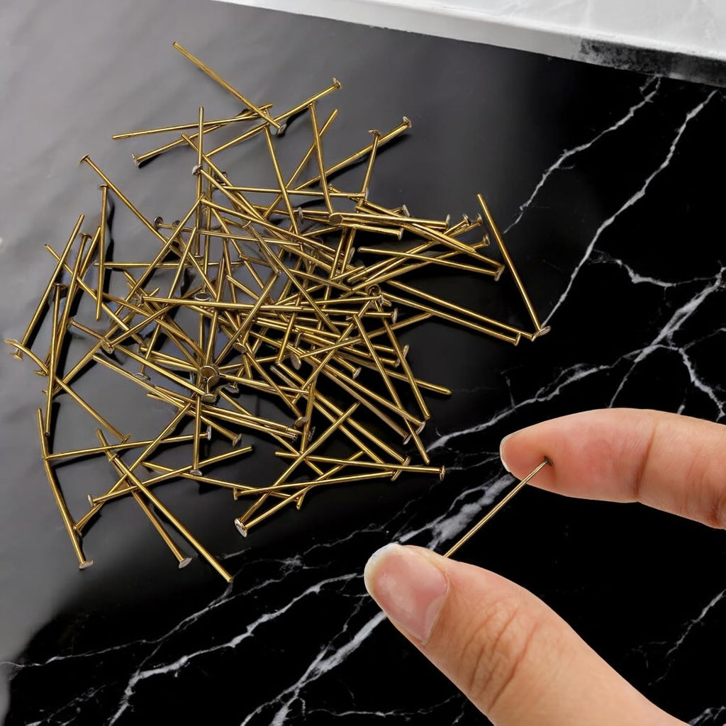 100pcs 1"/ 26mm Antique Chandelier Pins, Flat Head Pin Replacement Parts Crystal Hooks Straight Pins to Hanging Prism