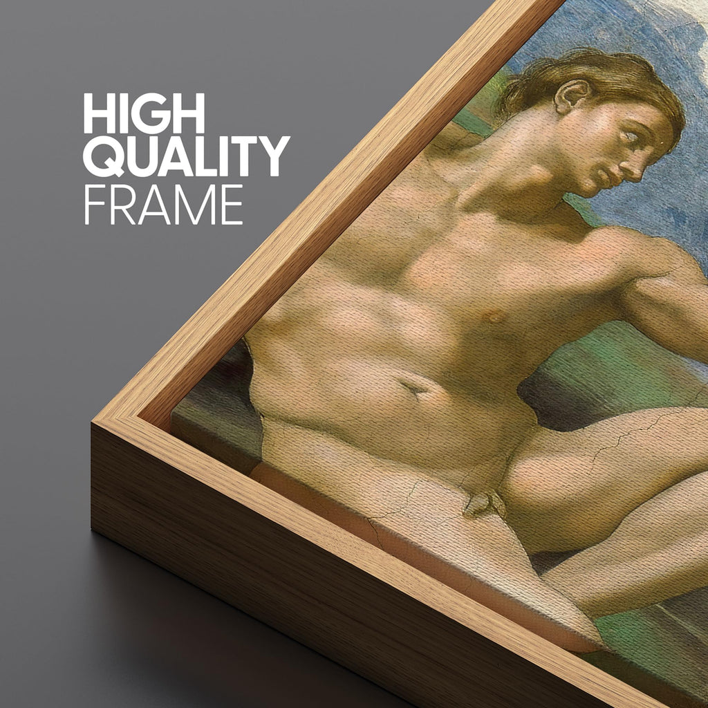 Extra Large Framed Canvas Print Wall Art The Creation of Adam by Michelangelo Illustrations Modern Art Calm Warm