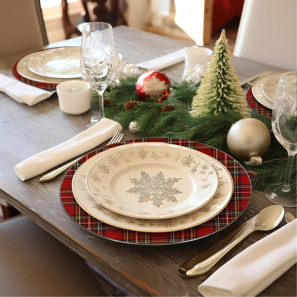 13" Red Charger Plates Set of 6, Round Christmas Plate Chargers