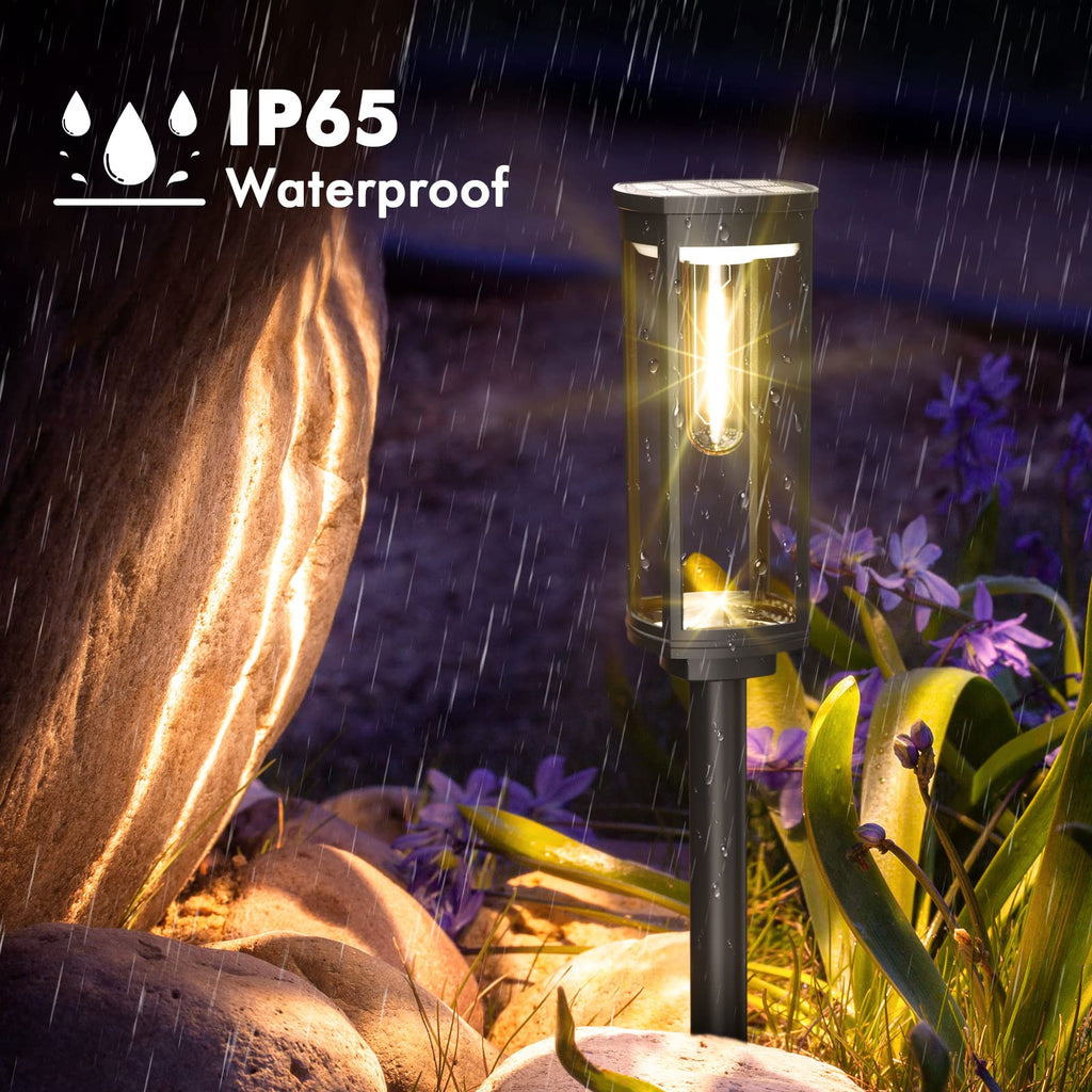 Solar Pathway Lights Outdoor Waterproof Warm White, 6 Pack