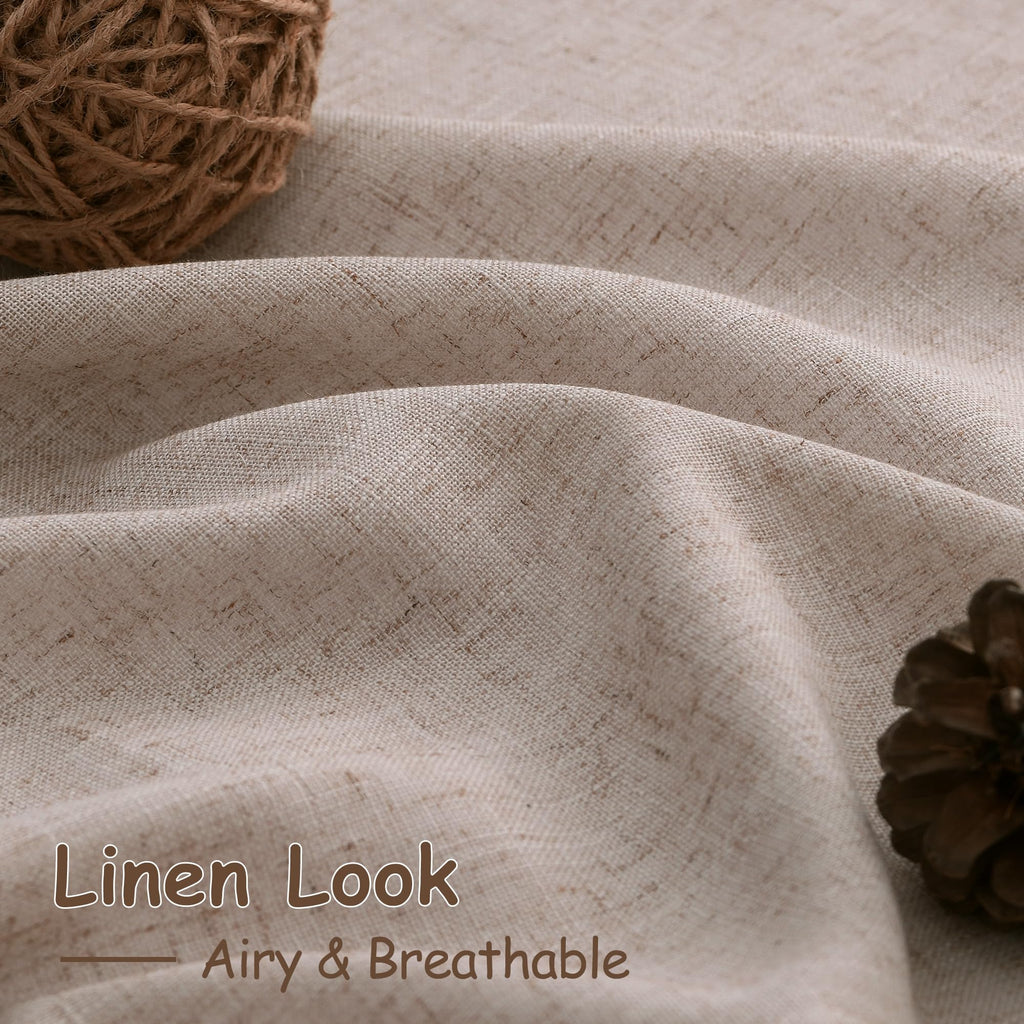 Oatmeal Linen Curtains 63 Inches Length 2 Panels Set Back Tab Pocket Light Filtering Semi Sheer Drapes Modern