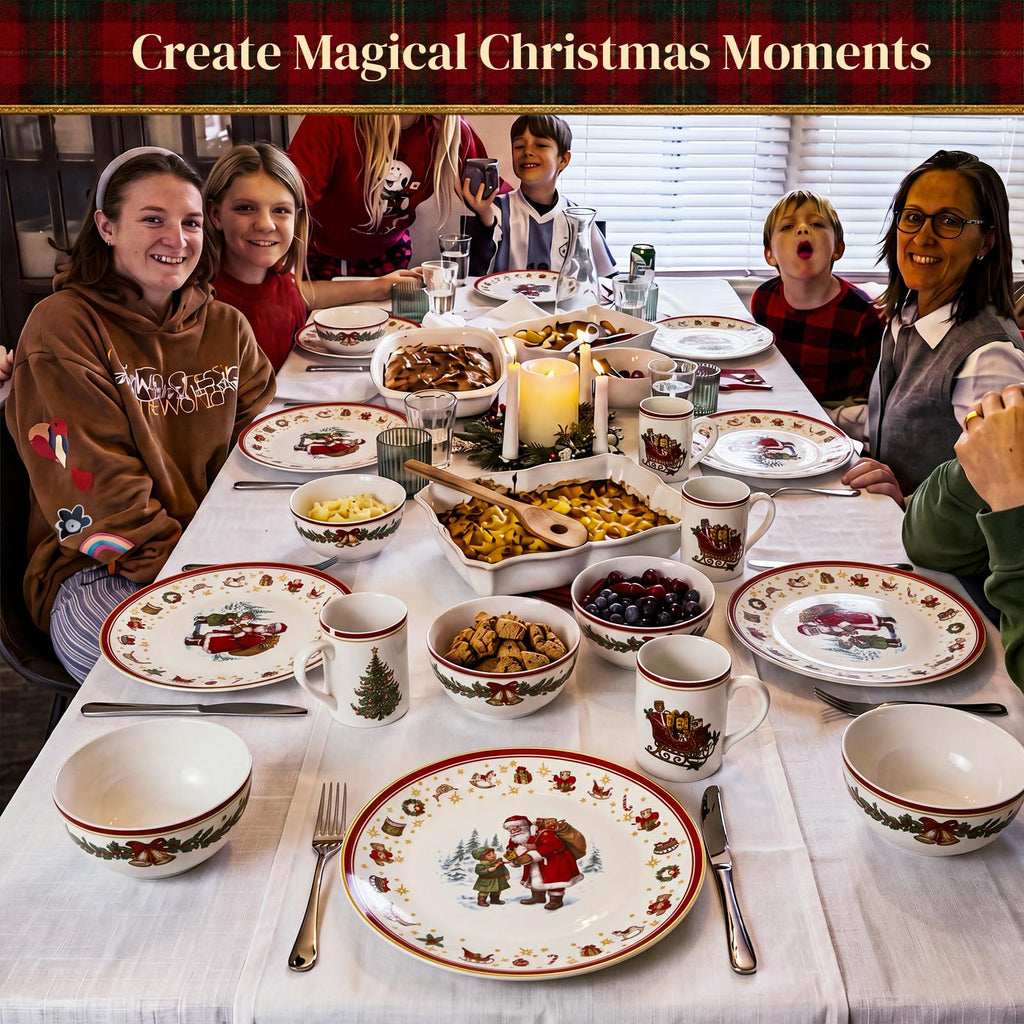 16 Pcs Christmas Ceramic Dinnerware Set Santa Dishes