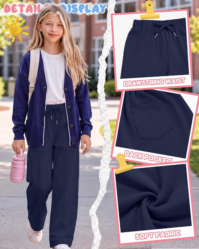 4 Packs Girls' Wide Leg Sweatpants