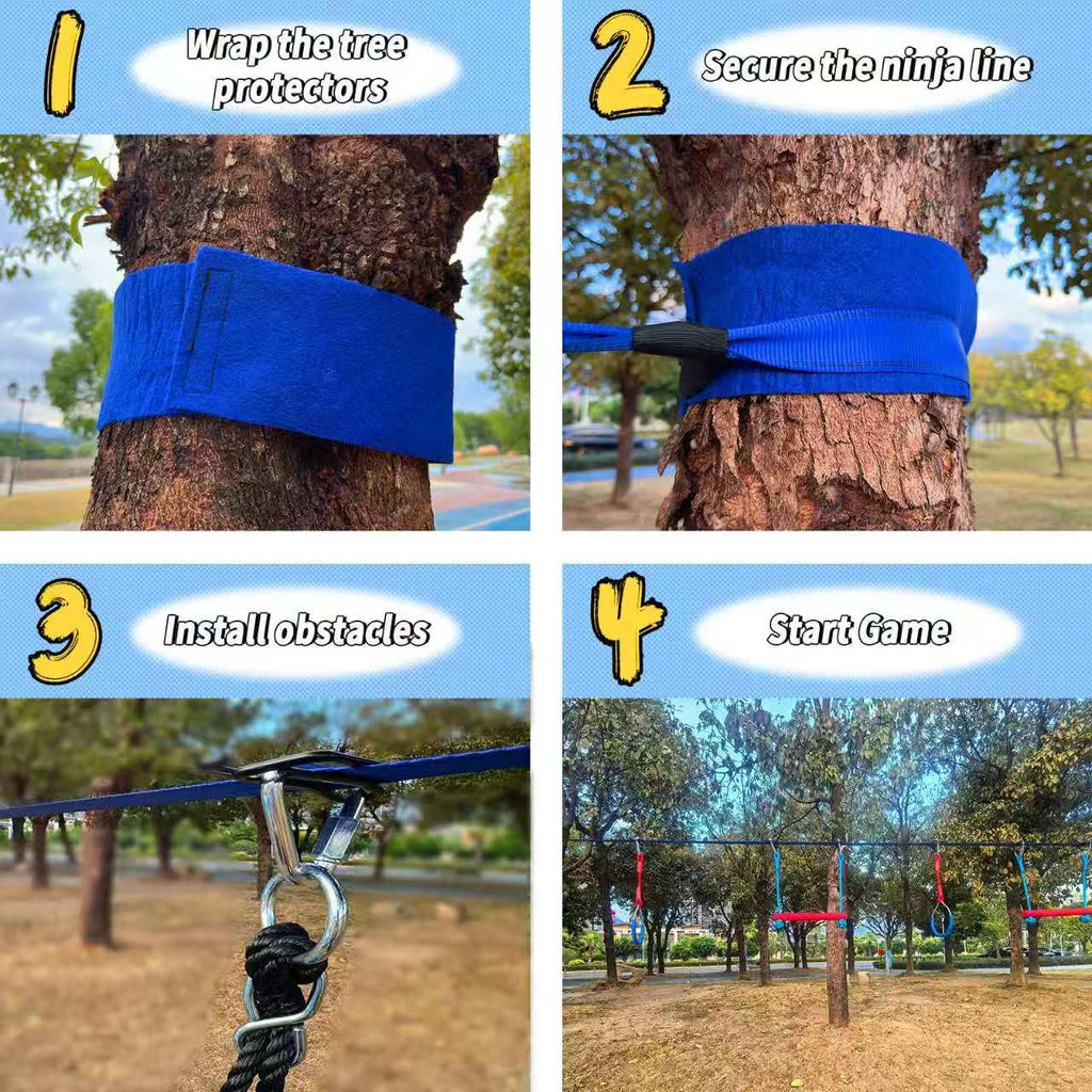 50FT Slackline Kit with 10 Accessories Ninja Warrior Obstacle Course