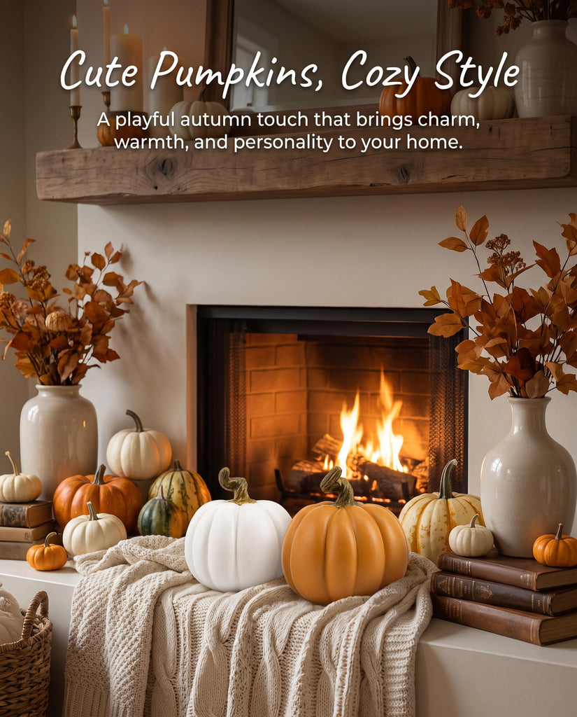 Set of 2 Fall Decorations Resin Decorative Pumpkin Decor 4''