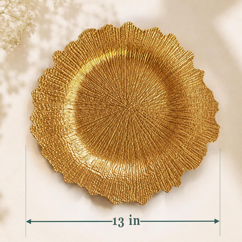 Gold Charger Plates, 13" Gold Chargers for Dinner plates - Set of 15