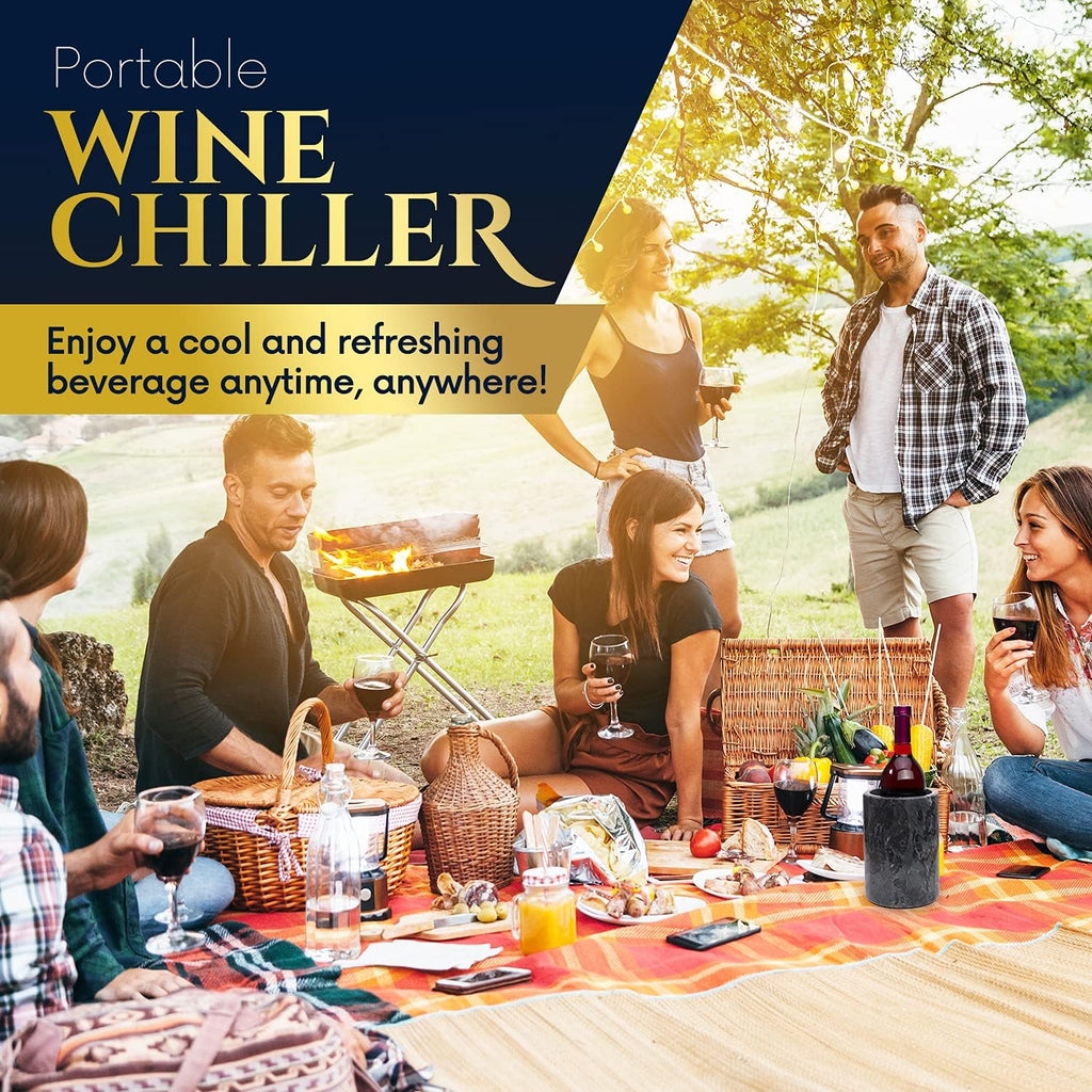 Marble Wine Chiller Bucket - Wine & Champagne Cooler for Parties, Dinner - Keep Wine & Beverages Cold, Wine Chillers