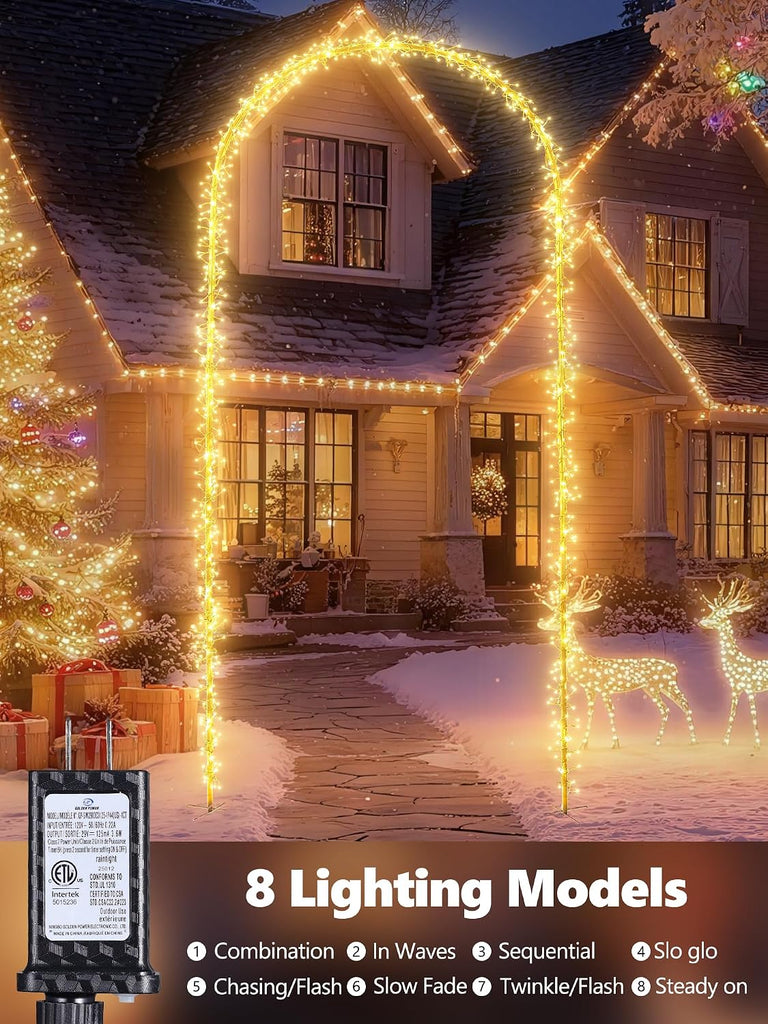 Christmas Decoration Outdoor Arch Lights - 9.5FT 460LED Warm White