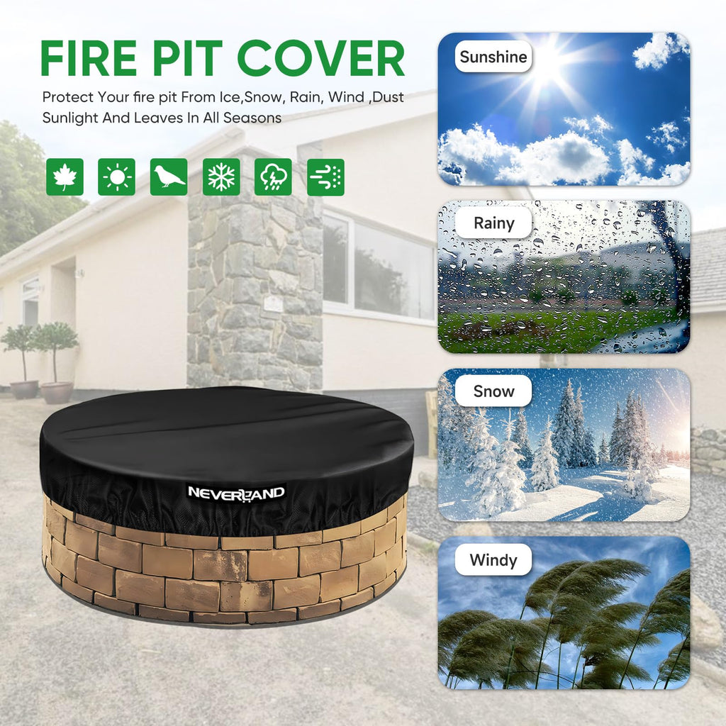 Fire Pit Cover Round, 46-51" Outdoor firepit cover for In-Ground Fire Pits