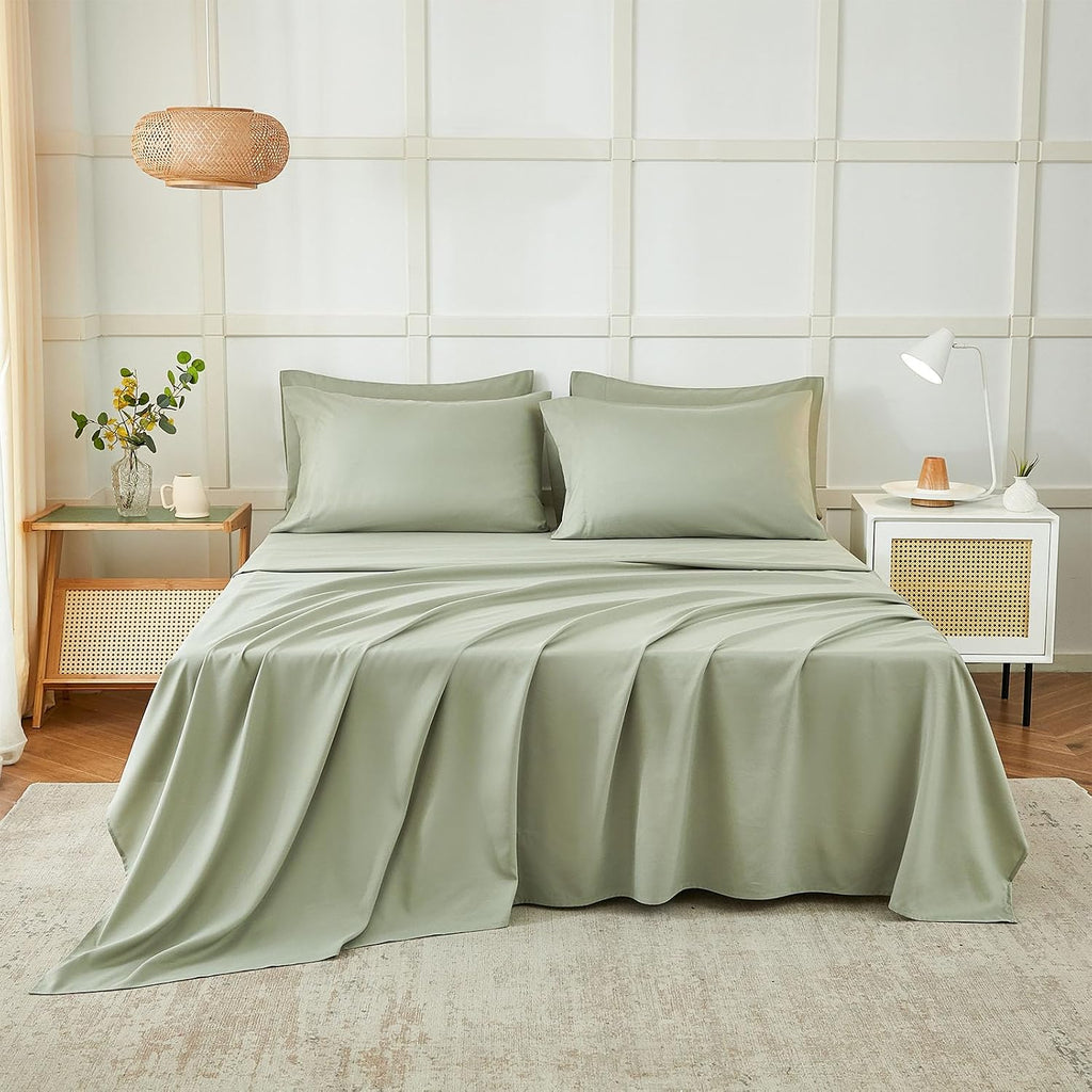 Queen Sheets Set 6 Piece,Hotel Luxury Super Soft 1800 Series Microfiber Queen Bed Sheets Set-Wrinkle Free & Breathable-14 Deep Pocket Sheets for Queen Size Bed(Queen,Sage Green)