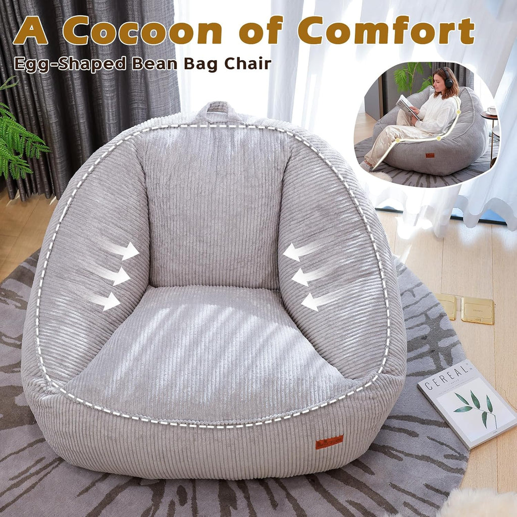 Bean Bag Chair, Cozy Fluffy Beanbag Chairs with Filler for Teens and Kids, Floor Lazy Sofa Gaming & Reading (S-Light