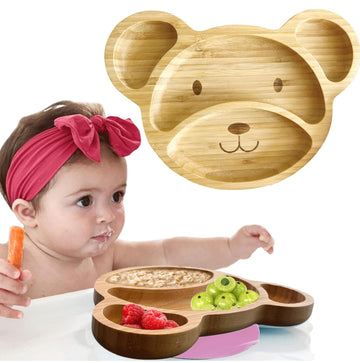 Plates for Kids - Baby & Toddler Plates with Suction for Feeding & Weaning, Eco-Friendly Design Promotes