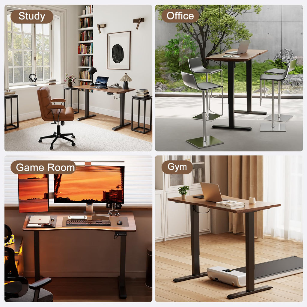 Solid Wood Electric Standing Desk, 47.2"x23.6" Walnut Standing Desk
