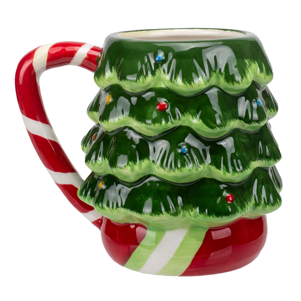 Peppermint Tree 14 ounce Dolomite Ceramic Christmas Holiday Festive Coffee Tea Cup Mugs For Your Favorite Morning
