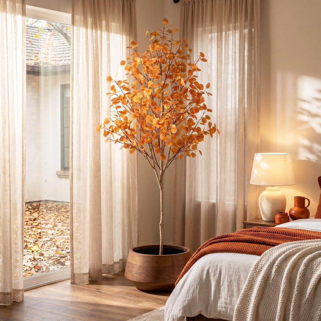 Eucalyptus Tree for Fall Decor, Fall Tree with Realistic Eucalyptus Leaves, Faux Eucalyptus Tree for Room Design