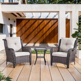 Belord High Back Patio Chairs Set of 2 - Brown Wicker Outdoor Seating