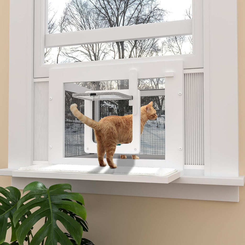 Winter Cat Window Box, Window Catio with Bug Proof Mesh, Min Height 16"