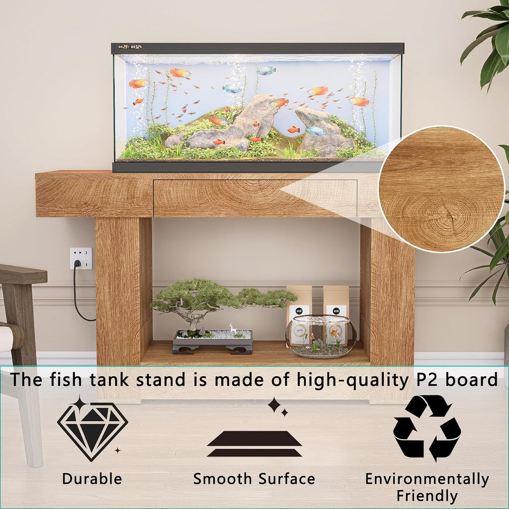 55-75/90 Gallon Aquarium Stand, Fish Tank Stand with Power Outlets & USB Ports, Heavy Duty Double Aquarium