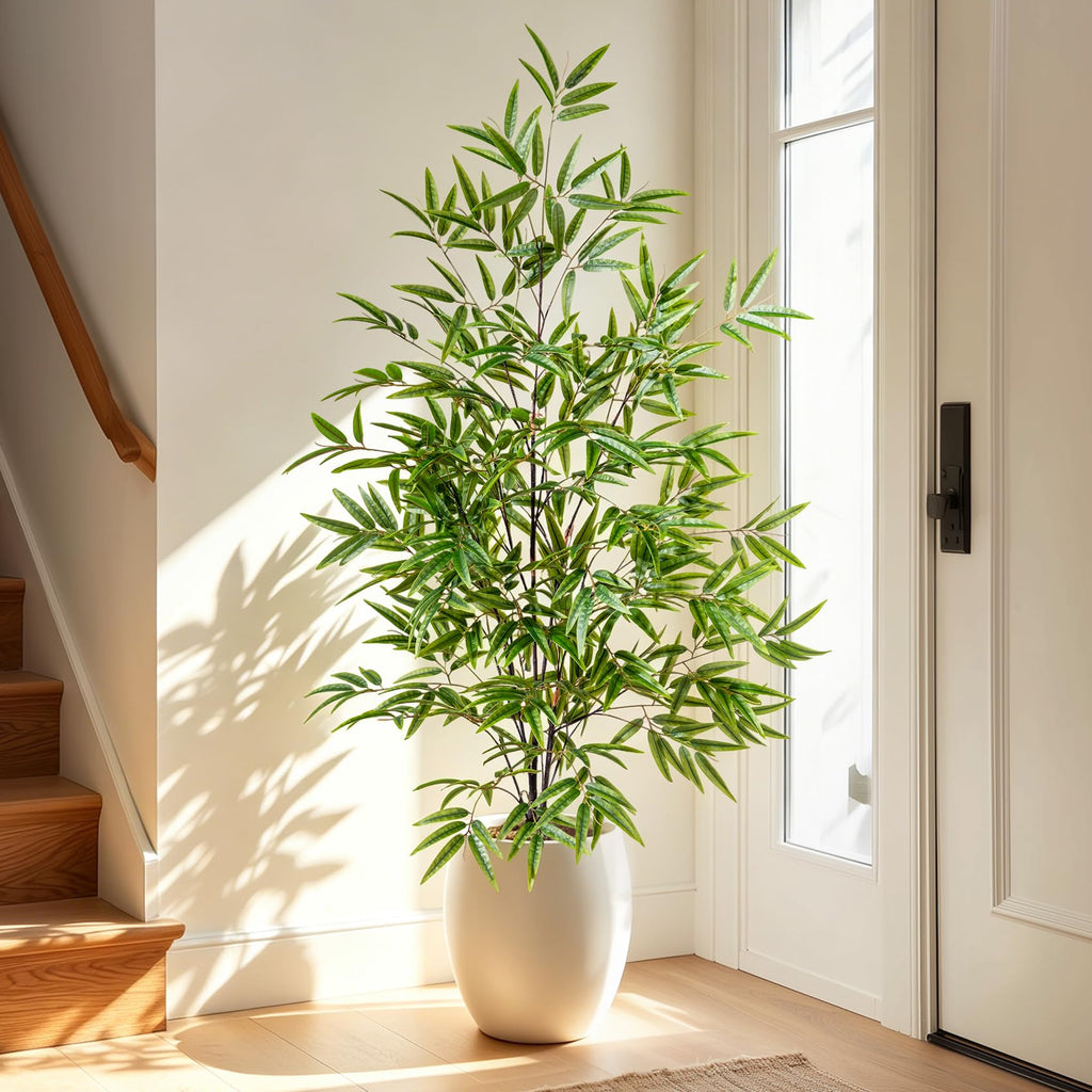 Tall Artificial Bamboo Trees Large Faux Plastic Silk Plants Indoor Outdoor Realistic Floor Plant Potted Fake Bamboo