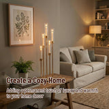 Candelabra Gold Centerpiece 5 Arms Taper Candle Holder Gold Centerpiece with Acrylic Tubes for Table Decoration