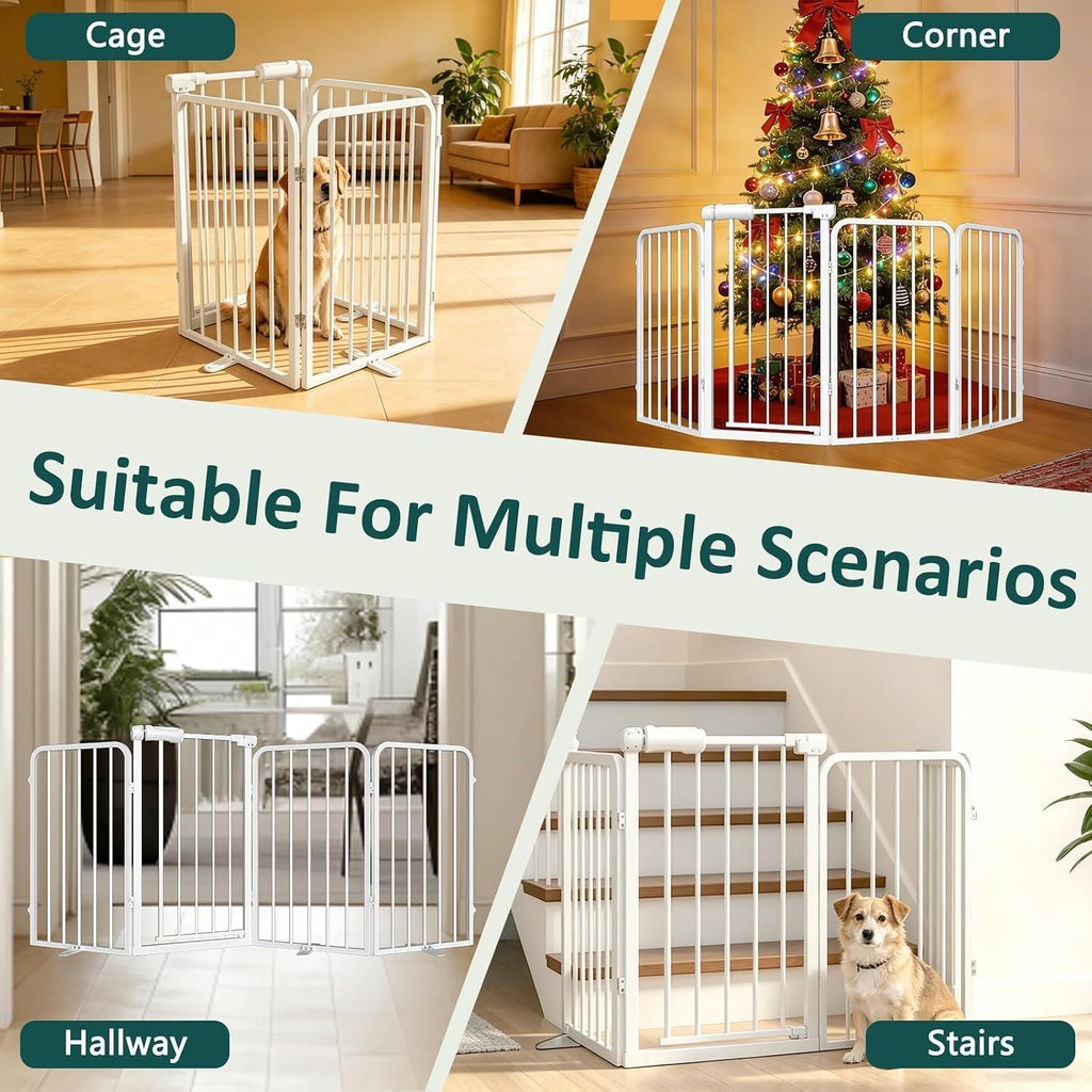 Heavy-Duty Freestanding Dog Gate 106" Wide 30" Tall 6 Panels