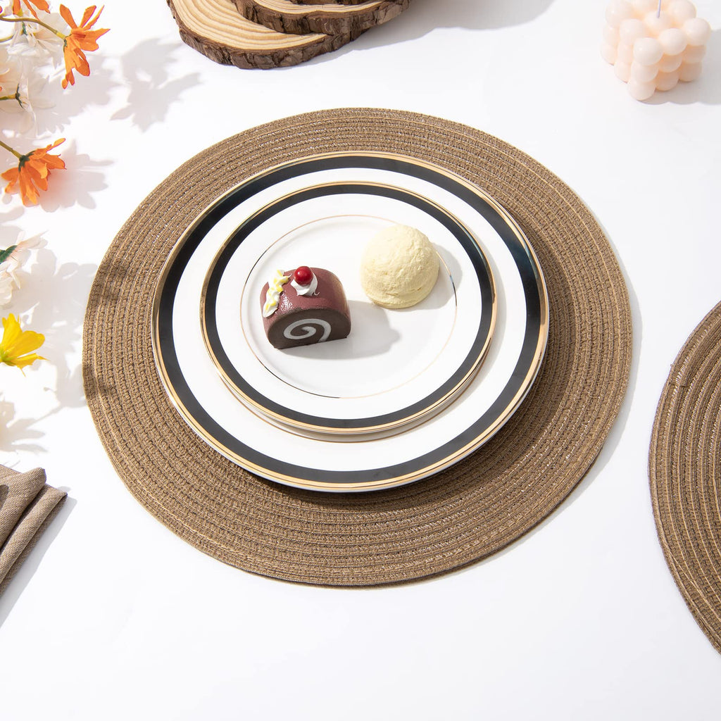 Round Placemats Set of 4 Woven Braided Kitchen Table Placemats 15 inch Round Place Mats Washable Table Mats Indoor