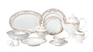 57 Piece 'Beauty' Bone China Dinnerware Set (Service for 8 People), Pink