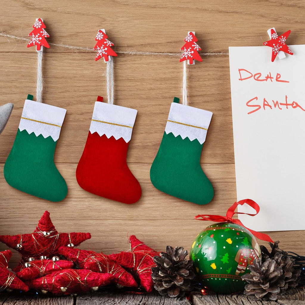 Red and Green Christmas Stockings Bulk, 4 x 7 Inch - Set of 72