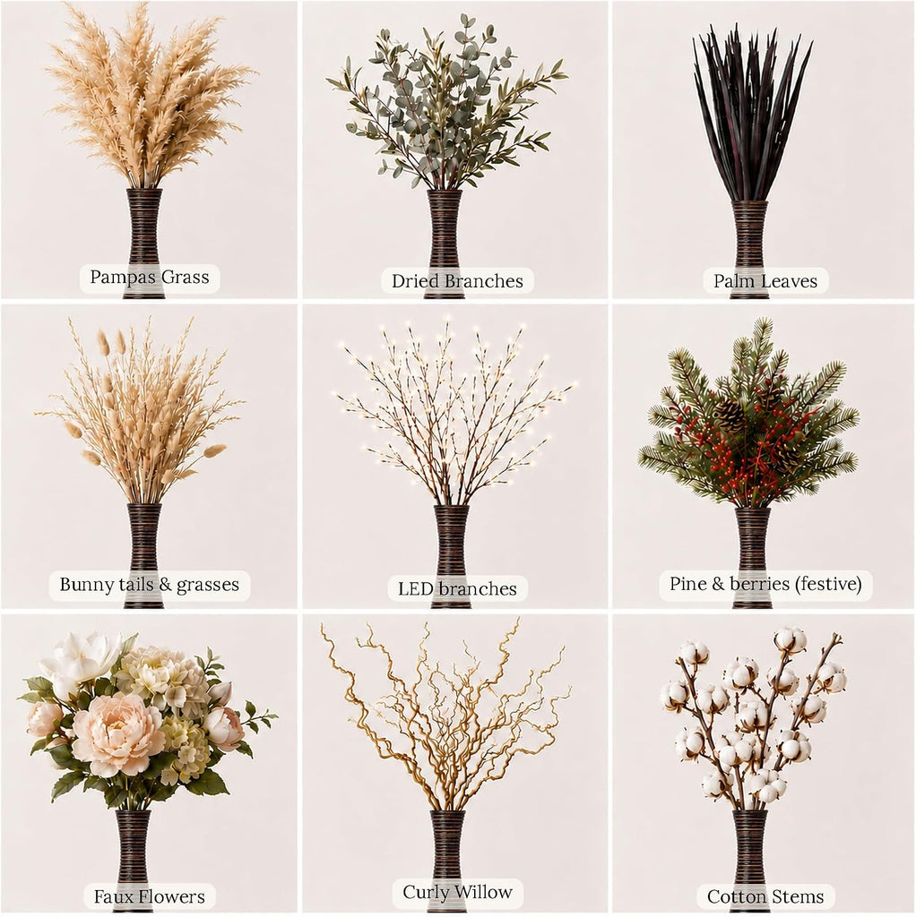 Large Floor Vase 34 inches Mango Wood for Pampas Grass, Dried Flowers