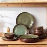 32 Piece Double Bowl Dinnerware Sets with Pasta Bowls, Highly Chip and Crack Resistant Plates and Bowls Sets