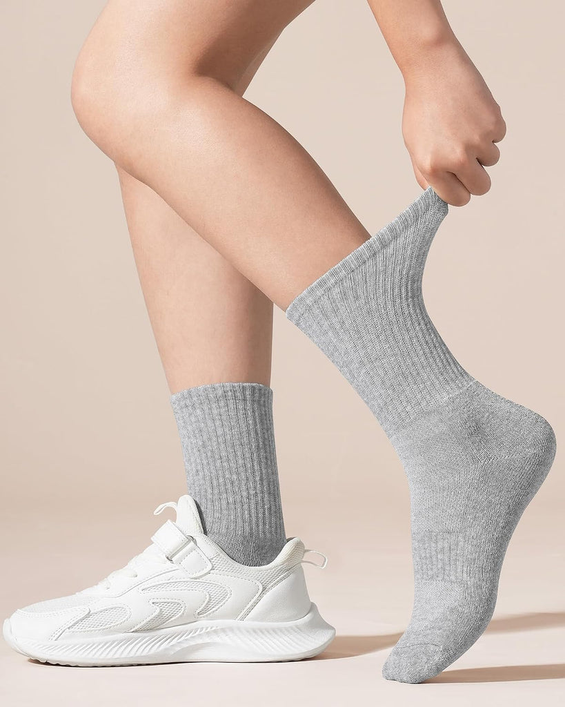 6 Pairs Kids Crew Socks Boys Girls Athletic Cushioned Running Socks